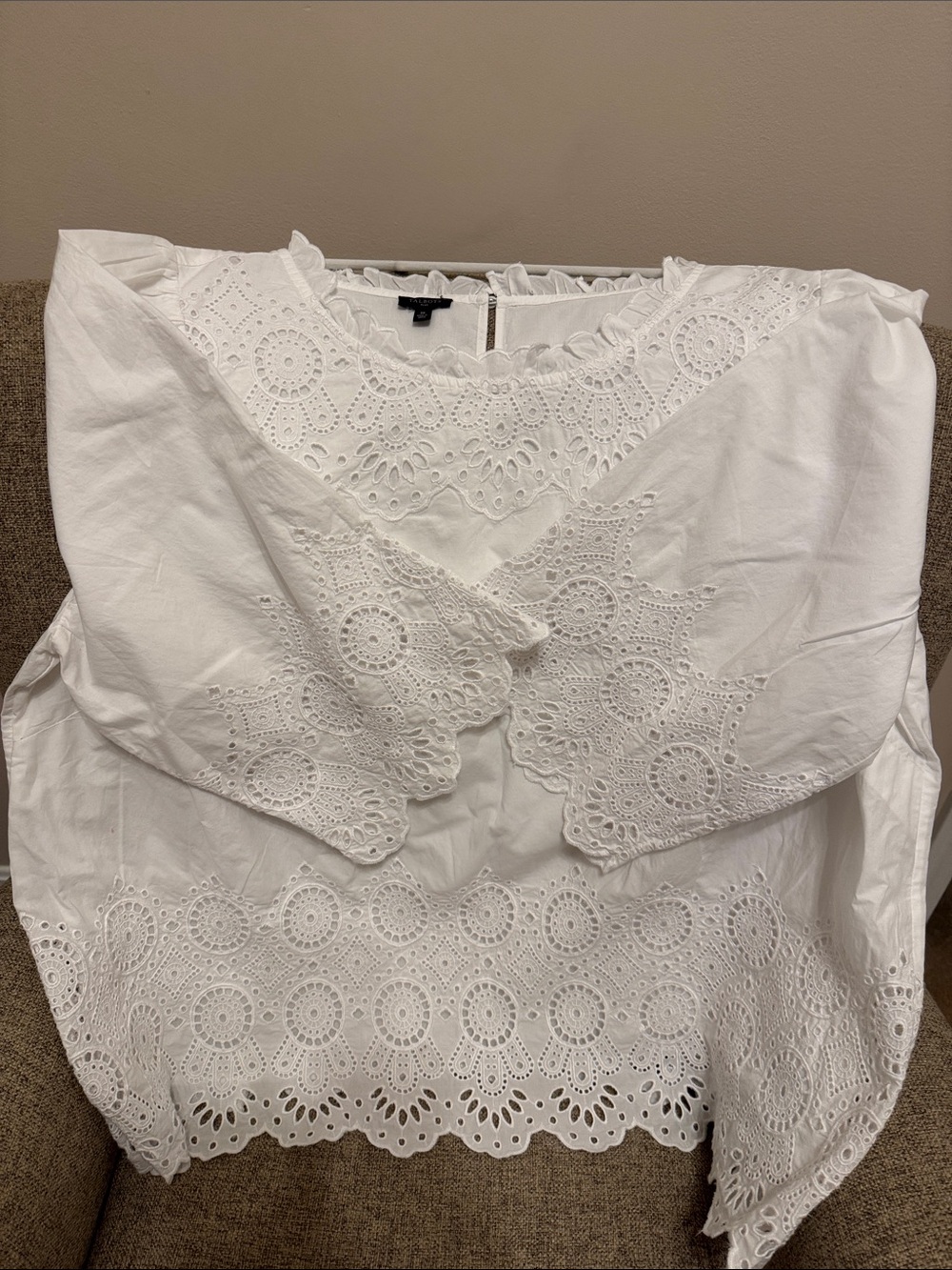 Talbots White Eyelet Embroidered Blouse